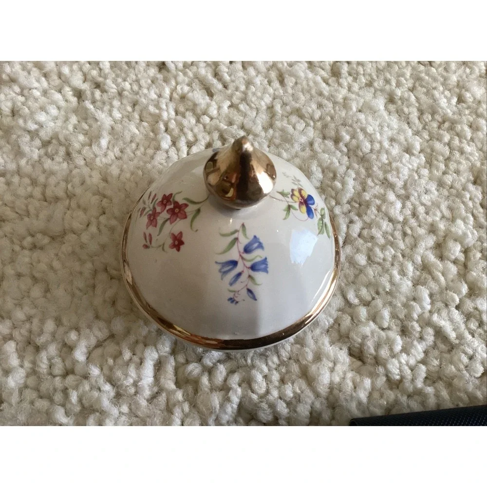 Floral Porcelain Teapot with Gold Trim - Cream